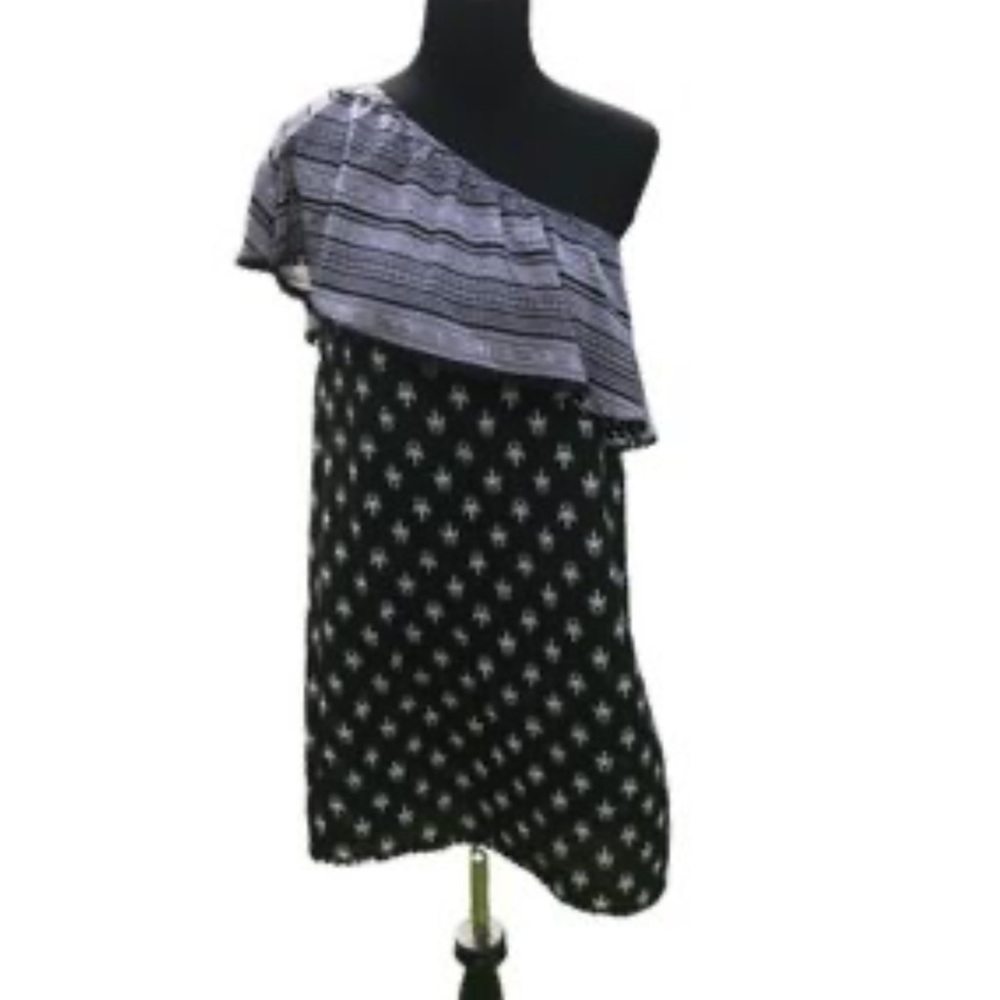 Xhilaration One Shoulder Black Gray Dress Bathing Suit Cover Up women’s size XL
